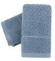 Blue Hand Towels Set of 2 100% Cotton Terry Stripe Patterned Super Soft Absorbent Hand Towels, 13 X 29 Inches